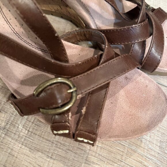 LifeStride Womens Brown Strappy Wedge Sandals 8.5M All Man-Made Materials - Picture 3 of 12